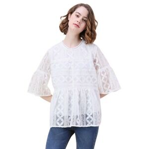 Chicwish New White Lace Blouse Summer Lovin Dolly Medium